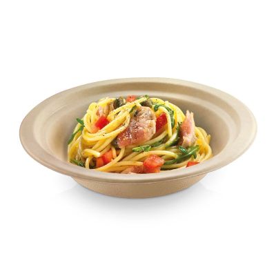 Tallerken dyb PFAS-free sukkerrørsfiber, 400ml, Ø180x40mm, natur - 50 stk pk* / 10 pk karton*